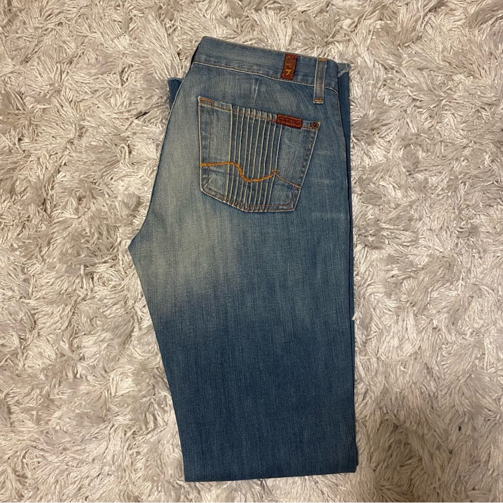 7 For All Mankind Bootcut Jeans Size 26 Y2K Low Rise Flare Made USA